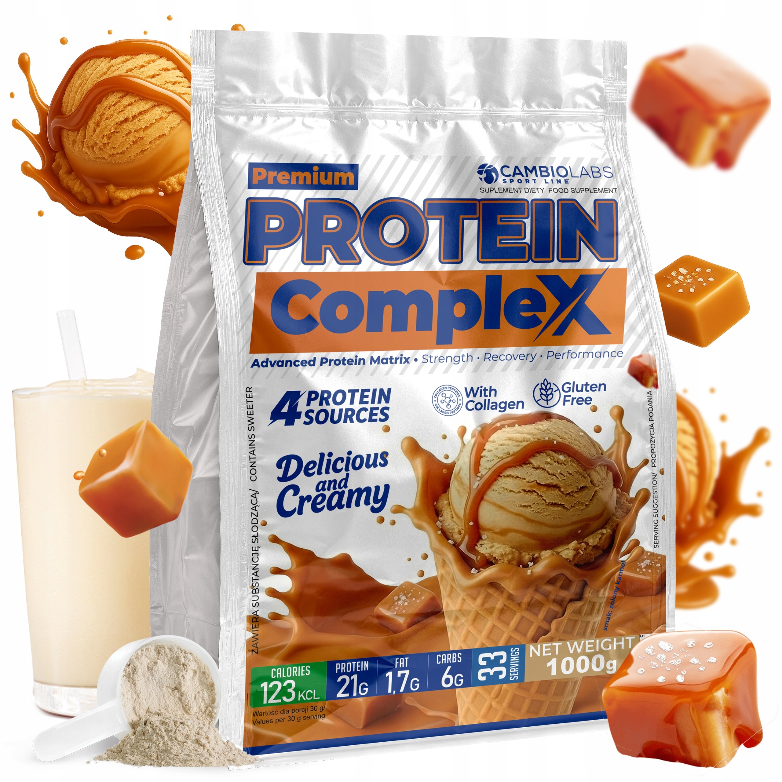 syrovátkový protein Protein 4v1 Wpc kolagen albumin z vajec 1 kg