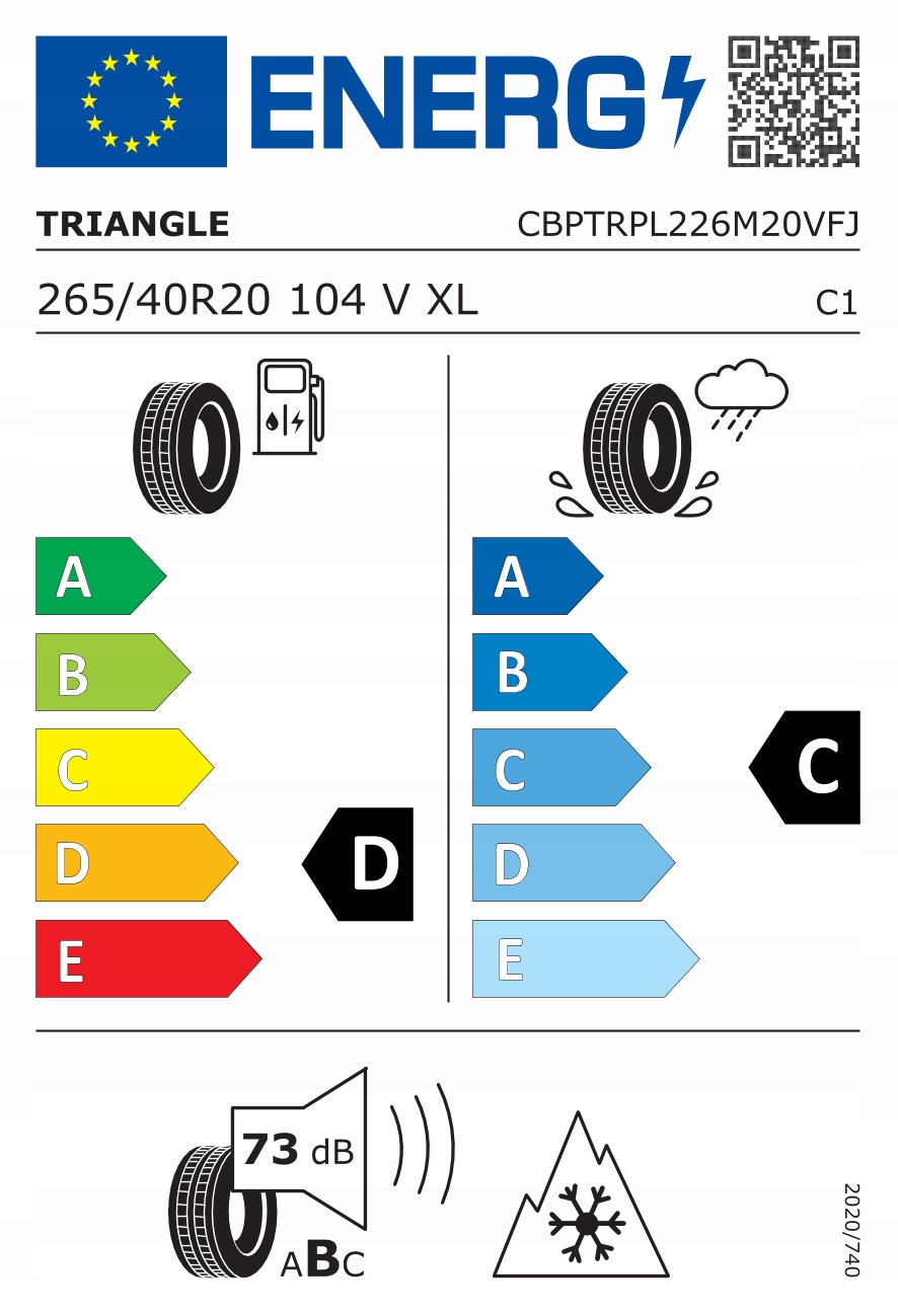 2x OPONY ZIMOWE 265/40R20 Triangle SNOWLINK PL02 Marka Triangle