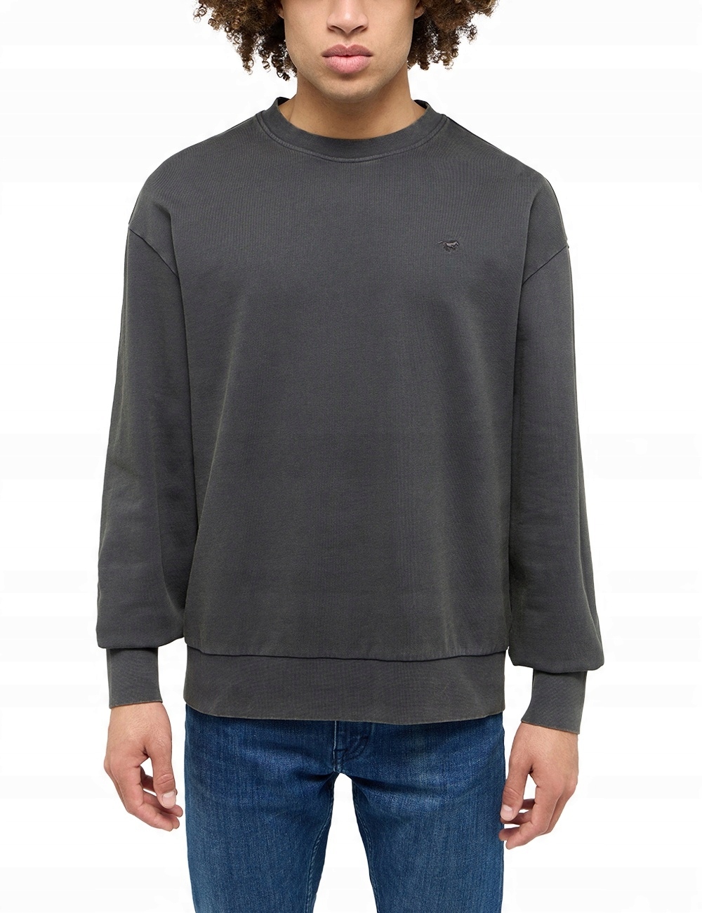 Dresová Mikina Grafitová Pánská Bez Kapuce Bavlněná Volná Mustang M