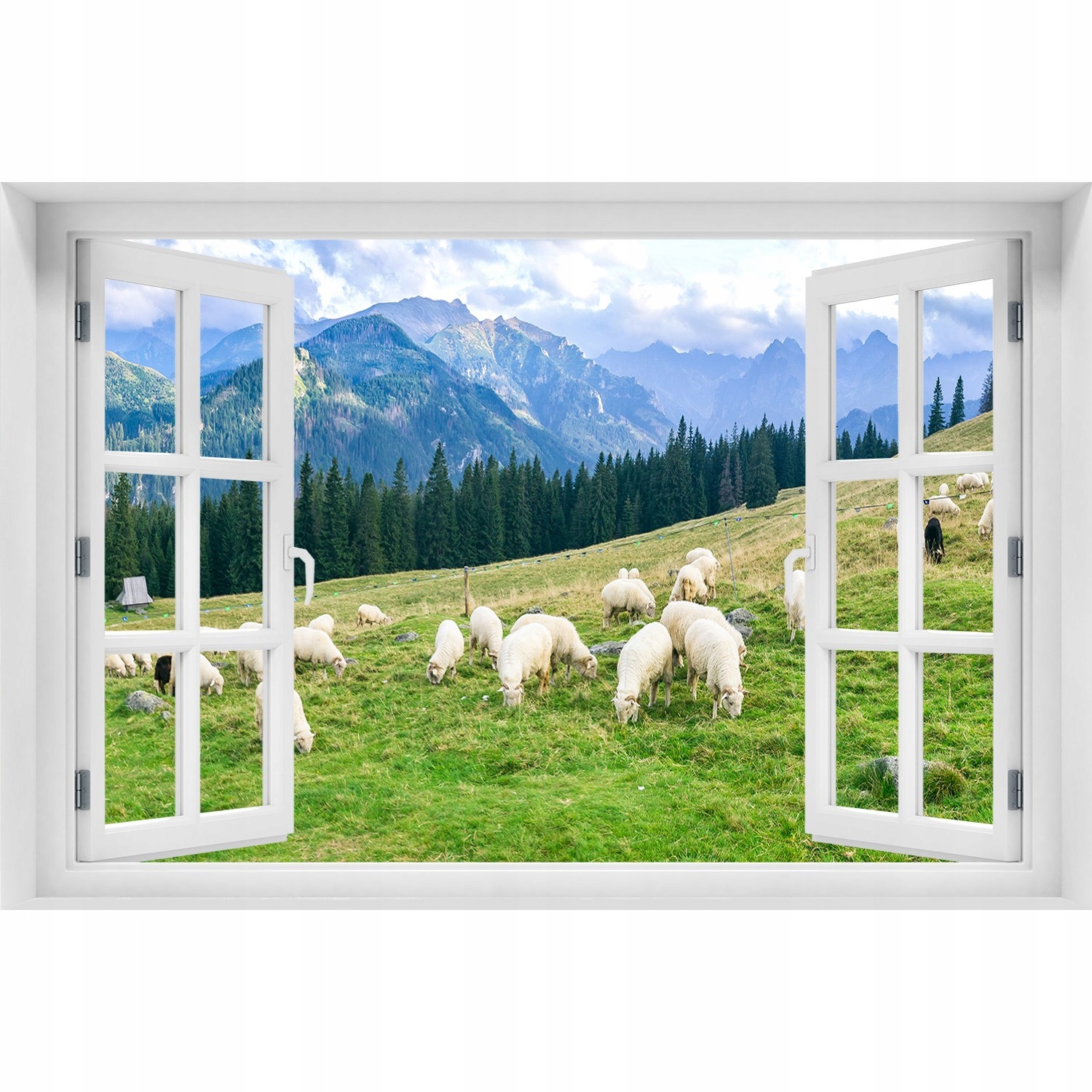 

3D Okno Naklejka na ścianę Owce w Tatrach 120x80