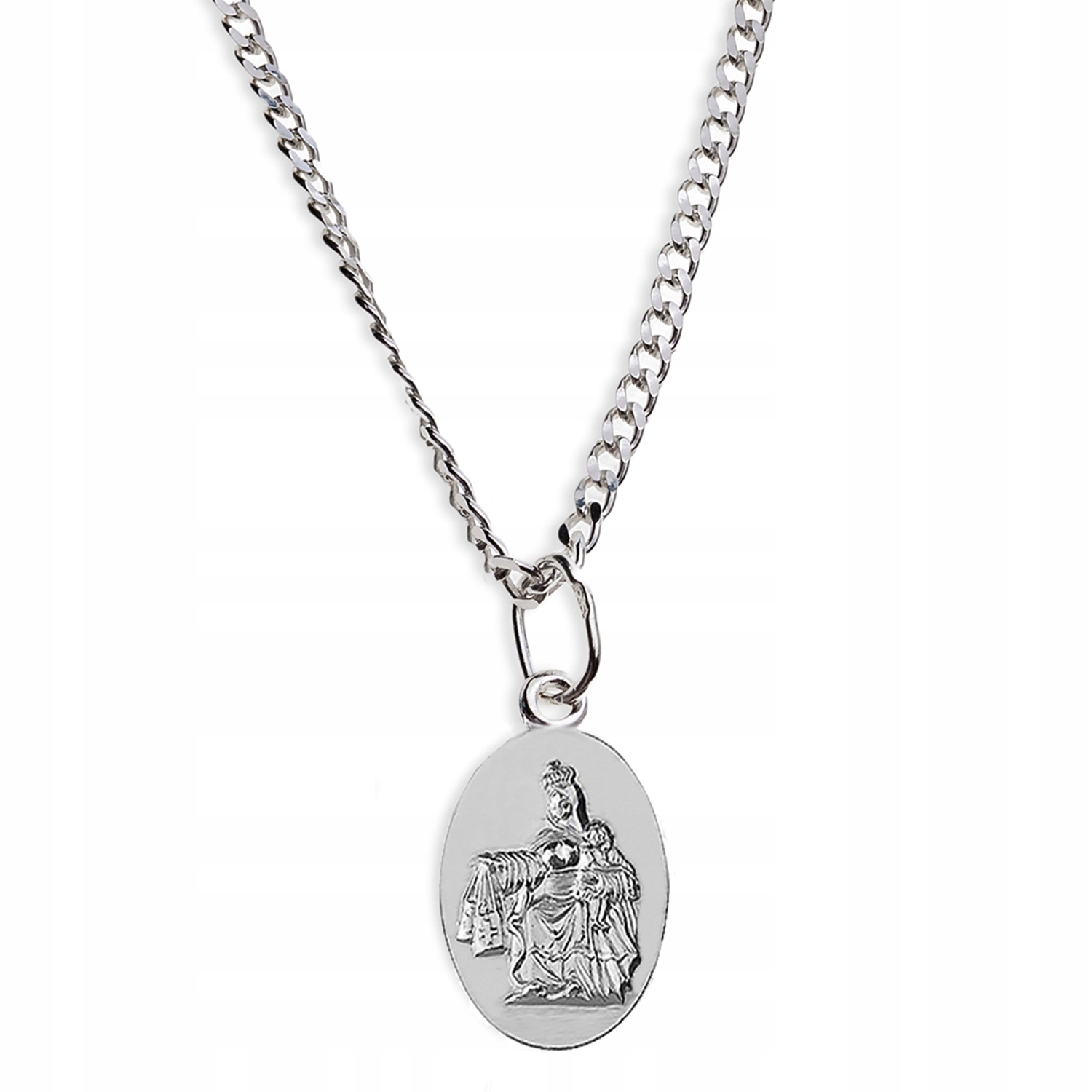 

Srebrny Łańcuszek Z Matką Boską Szkaplerzną