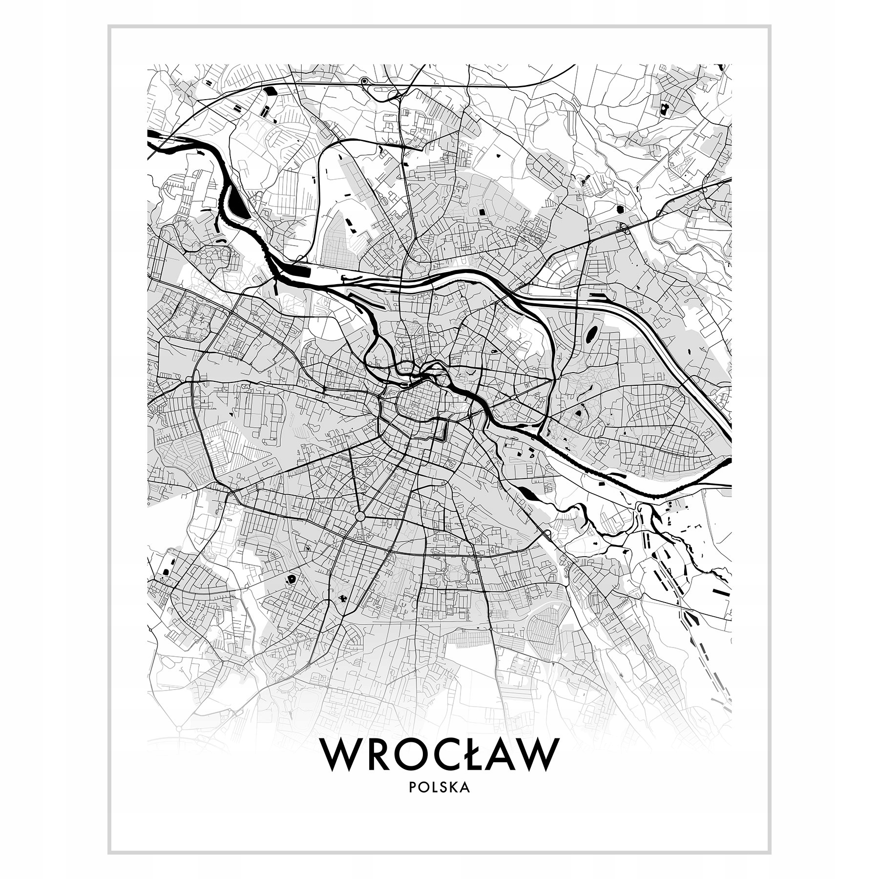 

Plakat 40x50 Mapa Wrocław Kolor czarno-biały