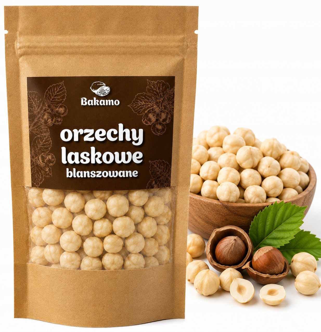 Lískové ořechy blanšírované pražené 500 g přírodní sušené plody a ořechy bez slupky