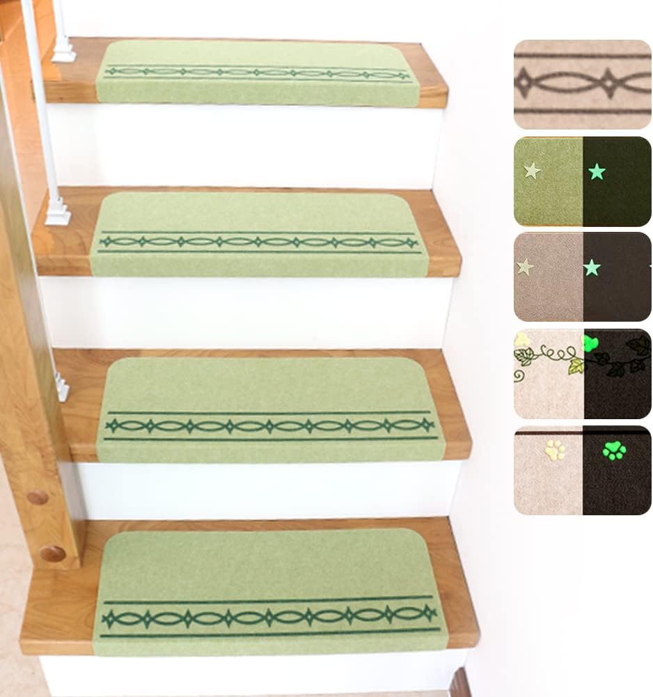 Koberčeky na schody 7 ks protišmykové zelené FuKuEn 55x21 cm