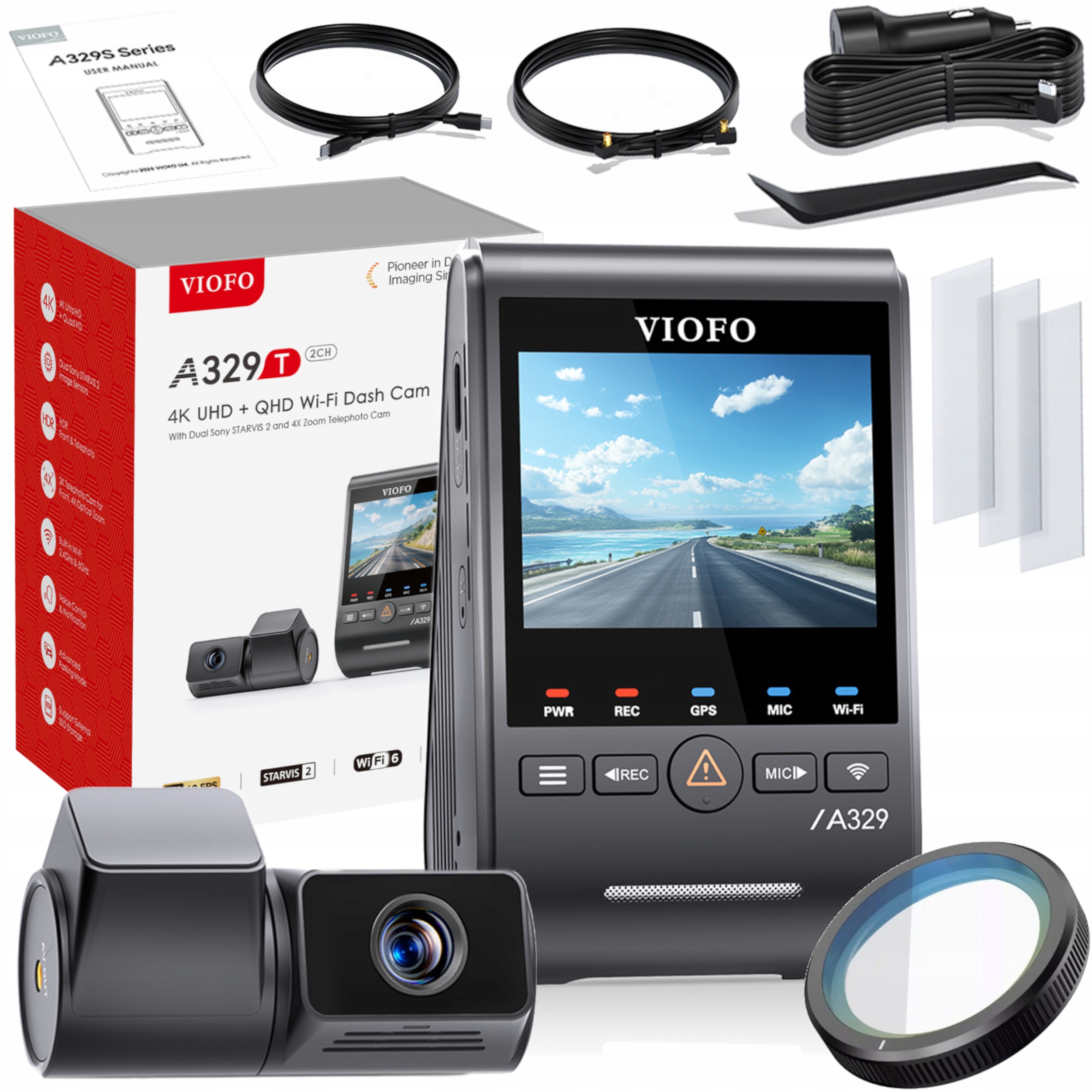 Kamera Samochodowa Viofo A329T 2CH 4K+2K Hdr Gps Wifi Sony Starvis 2