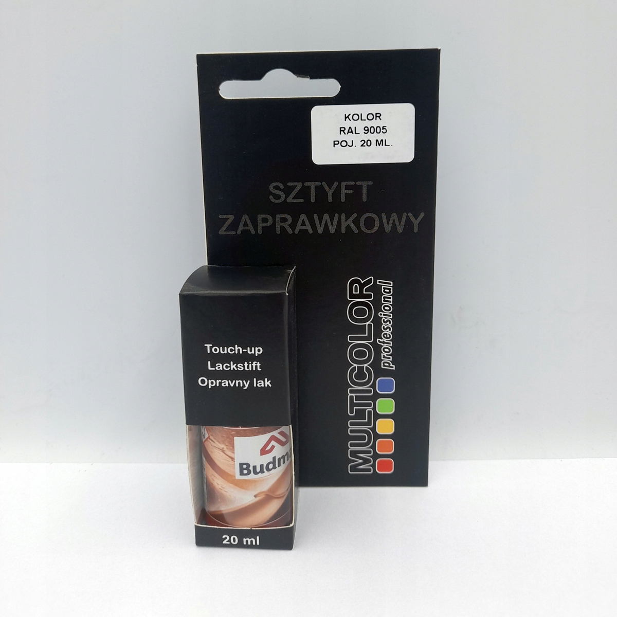 Lakier sztyft zaprawkowy 20 ml czarny Ral 9005 Budmat