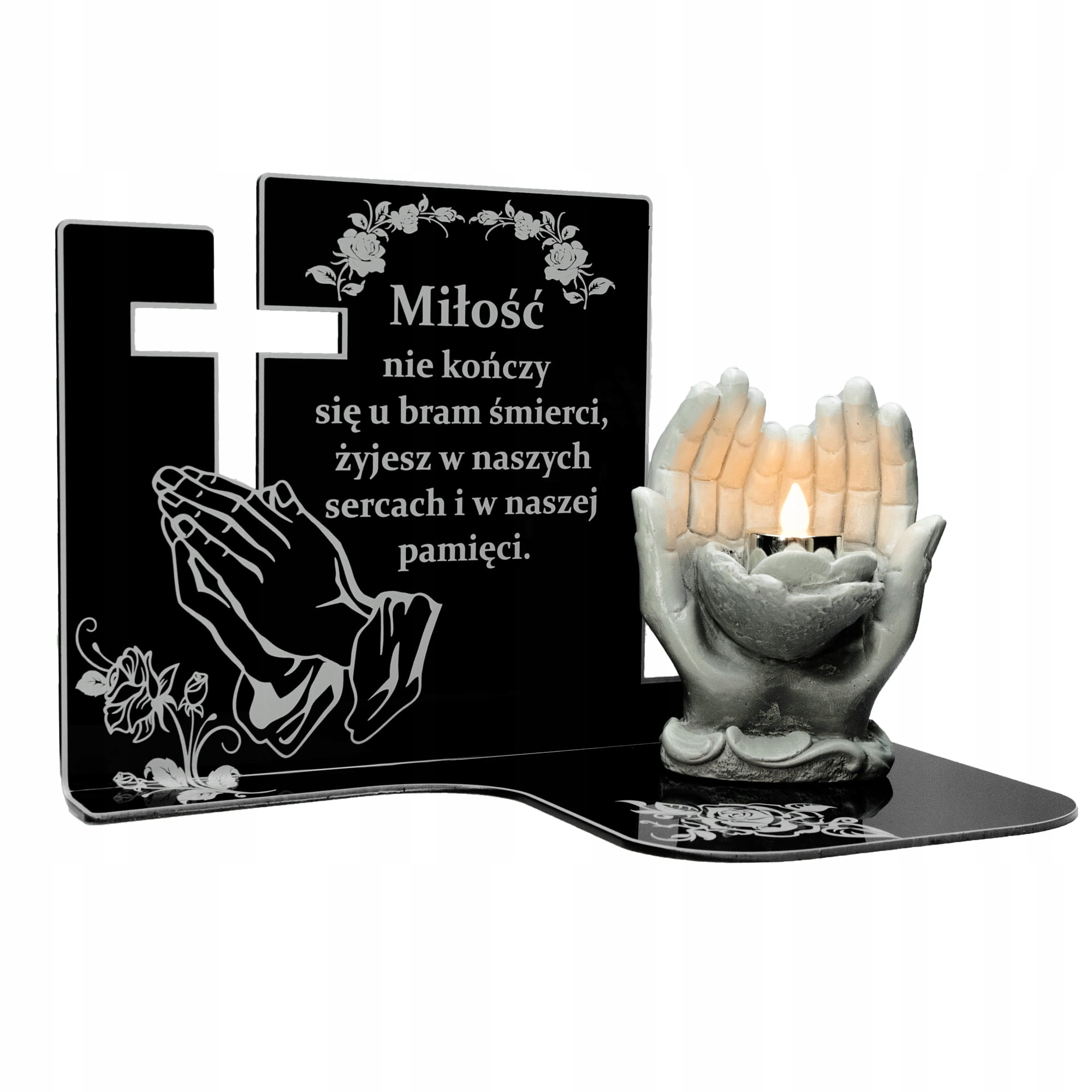 ZNICZ DŁONIE Z PODSTAWKĄ ELEGANCKI LAMPION RĘCE SZKŁO AKRYLOWE Kod producenta 549938