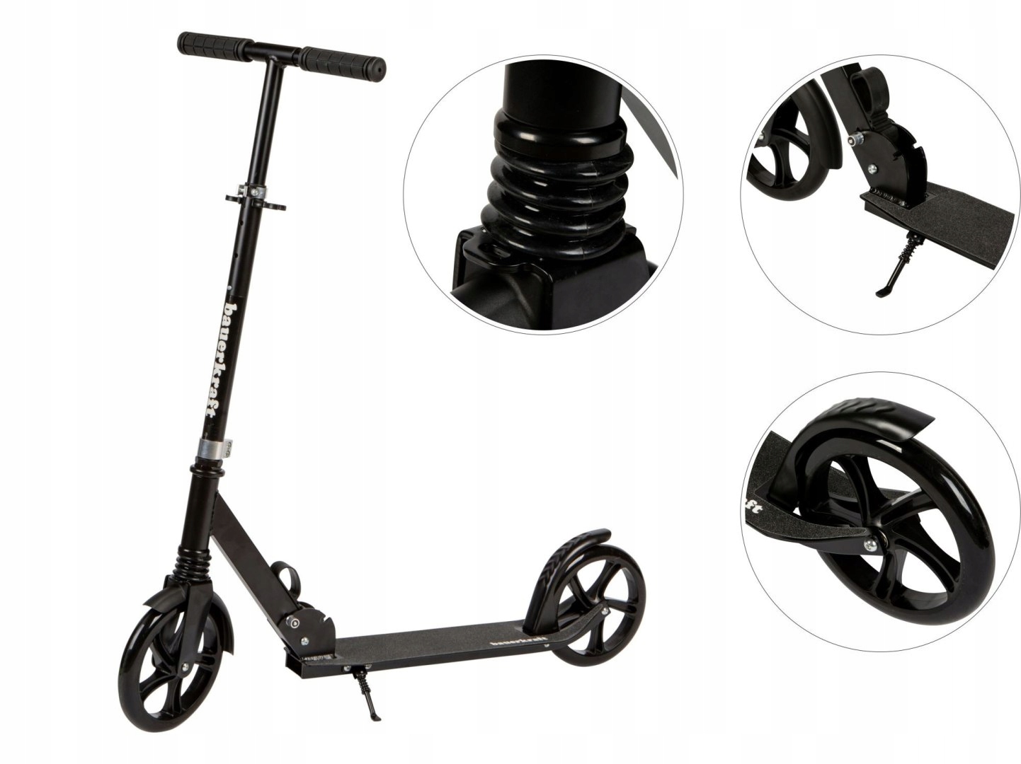 Duża Hulajnoga Składana Bauerkraft 95–105 cm Czarna, do 80 kg