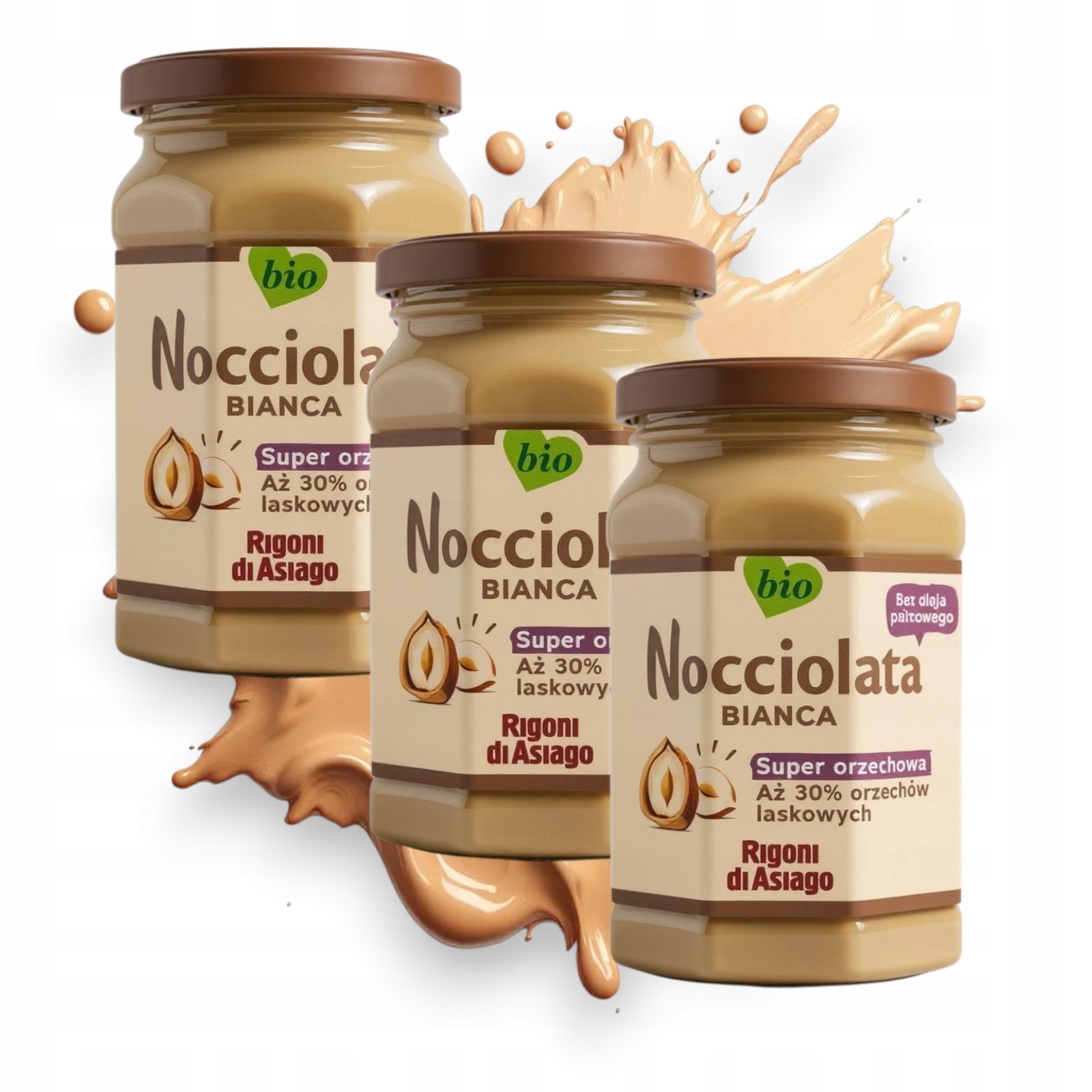 Levně Set 3 kusů – Ořechový krém Rigioni di Asiago Nocciolata Bianca 250 g