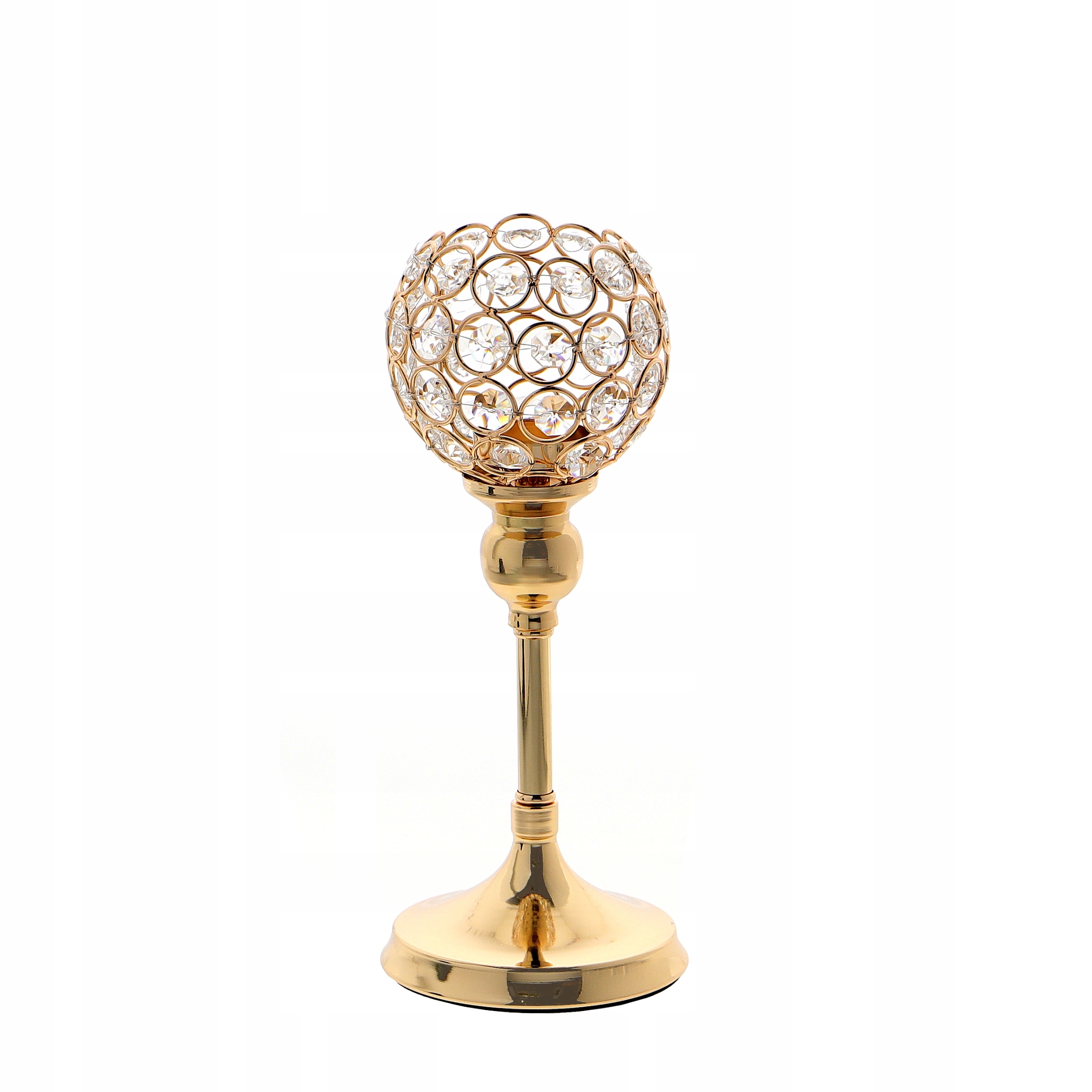 

Złoty świecznik kryształki glamour tealight h=27cm
