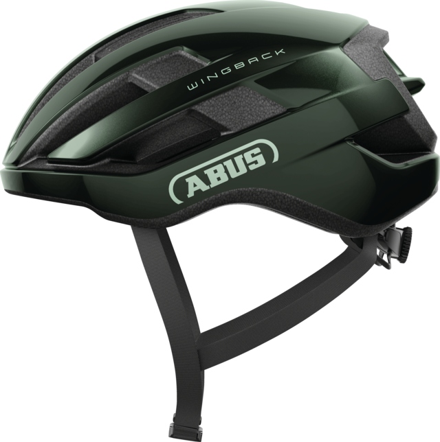 Silniční cyklistická helma Abus WingBack, mechově zelená, velikost S 51-55 cm, lesklá