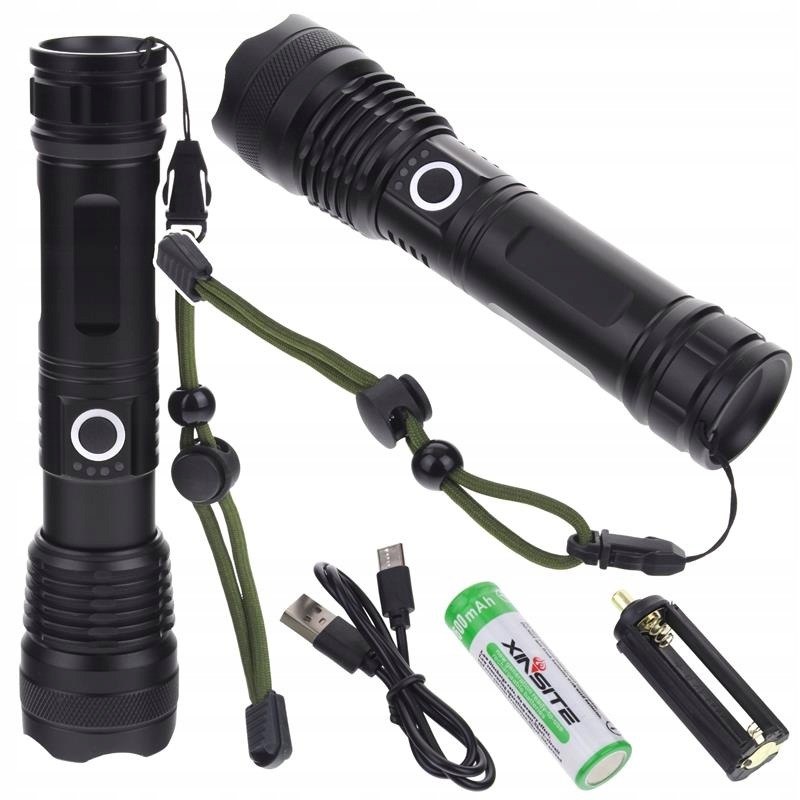 Latarka Taktyczna Led Akumulatorowa Zoom Survivalowa Usb C Do