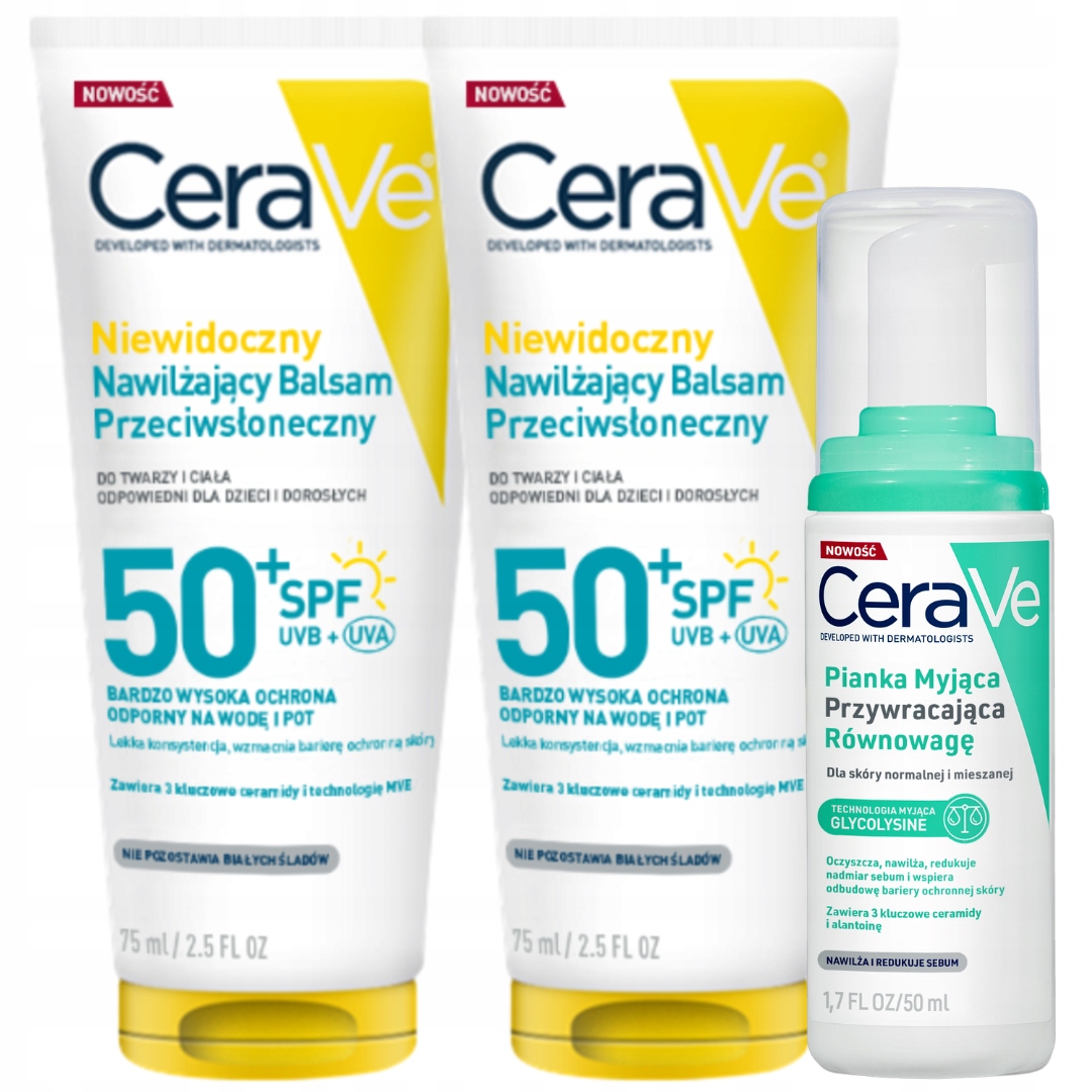 CeraVe Niewidoczny balsam przeciwsłoneczny SPF50+ 75ml 2 Pak