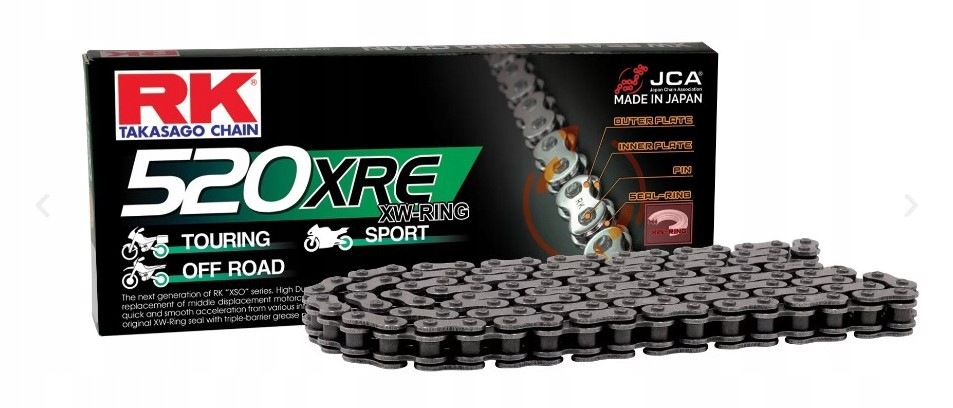 Rk Hnacia Reťaz 520XRE-98 (xw-ring) S Uzáverom (clf) V Súprave Štandard