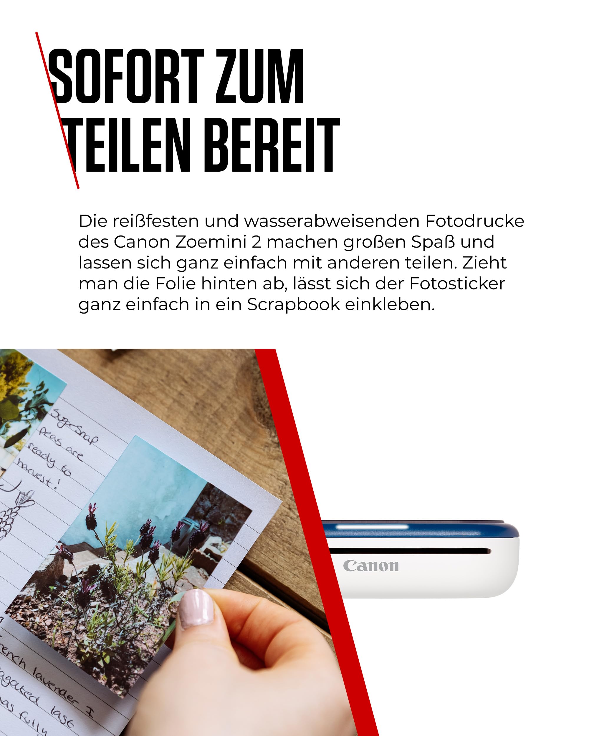 CANON Zoemini 2 Mobilna Drukarka Zdjęć Zestaw Zink i Naklejki — miniatura 8