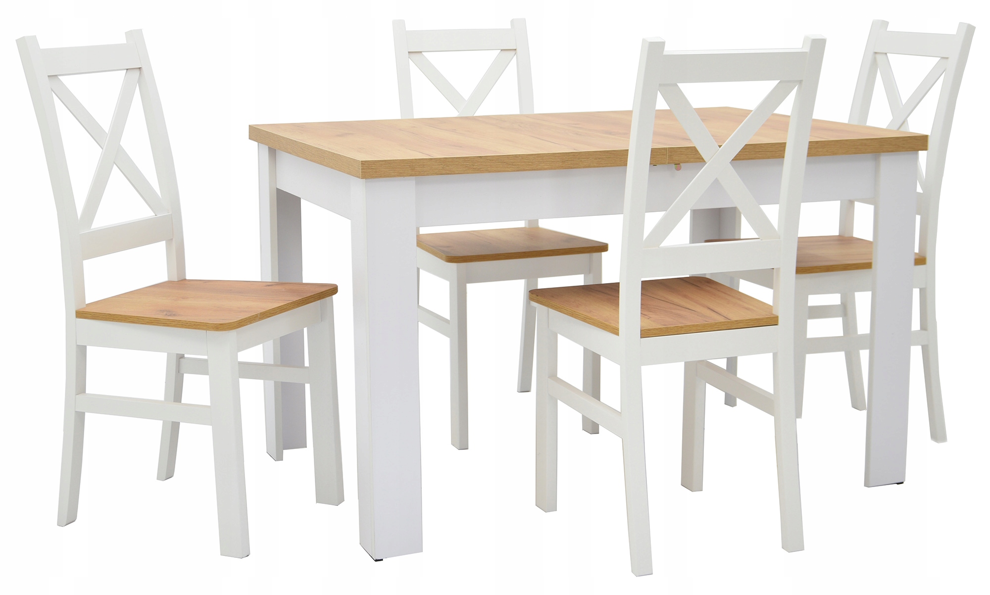 4x krzesło Krzyżak i stół 80x120/160 DĄB ARTISAN