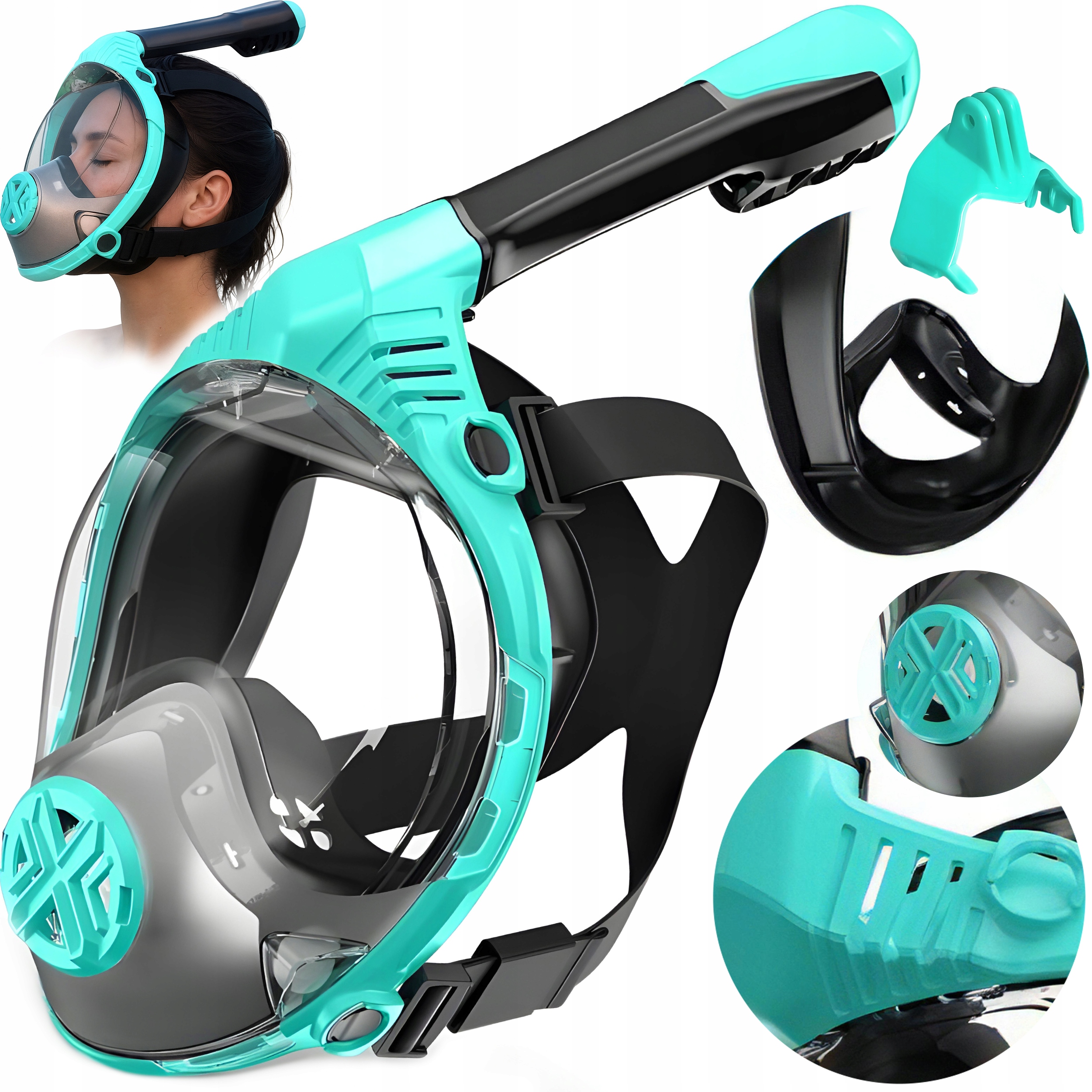 Maska do Nurkowania Snorkelingu Pełnotwarzowa systemy Drytop Antifog S/m