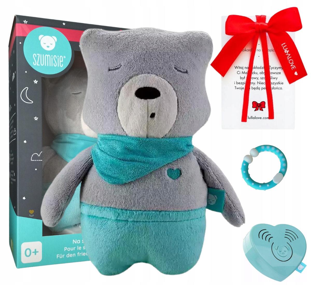 MIŚ Szumiś LUCAS Szumisie Mechanizm z CZUJNIKIEM SNU i 5 SZUMAMI + KOKARDKA