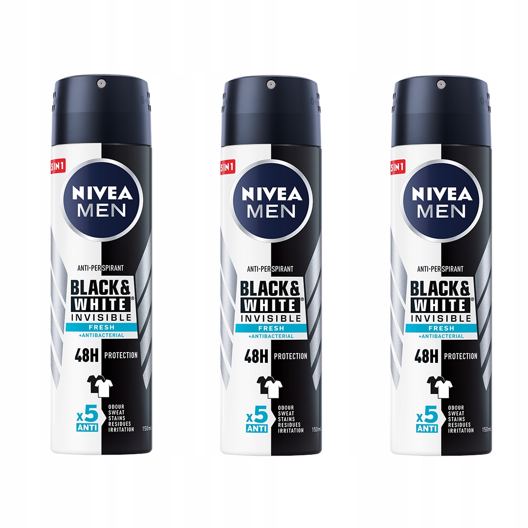 Antyperspirant męski NIVEA MEN Black&White x 3