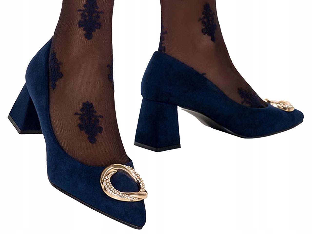 CZÓŁENKA Z MODNĄ OZDOBĄ SZPIC OBCAS SŁUPEK NEW 36