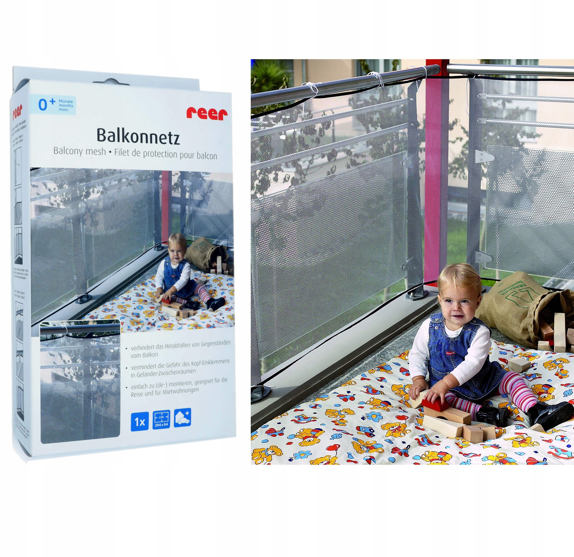 

Zabezpieczenie balustrady siatka 294x94cm Reer