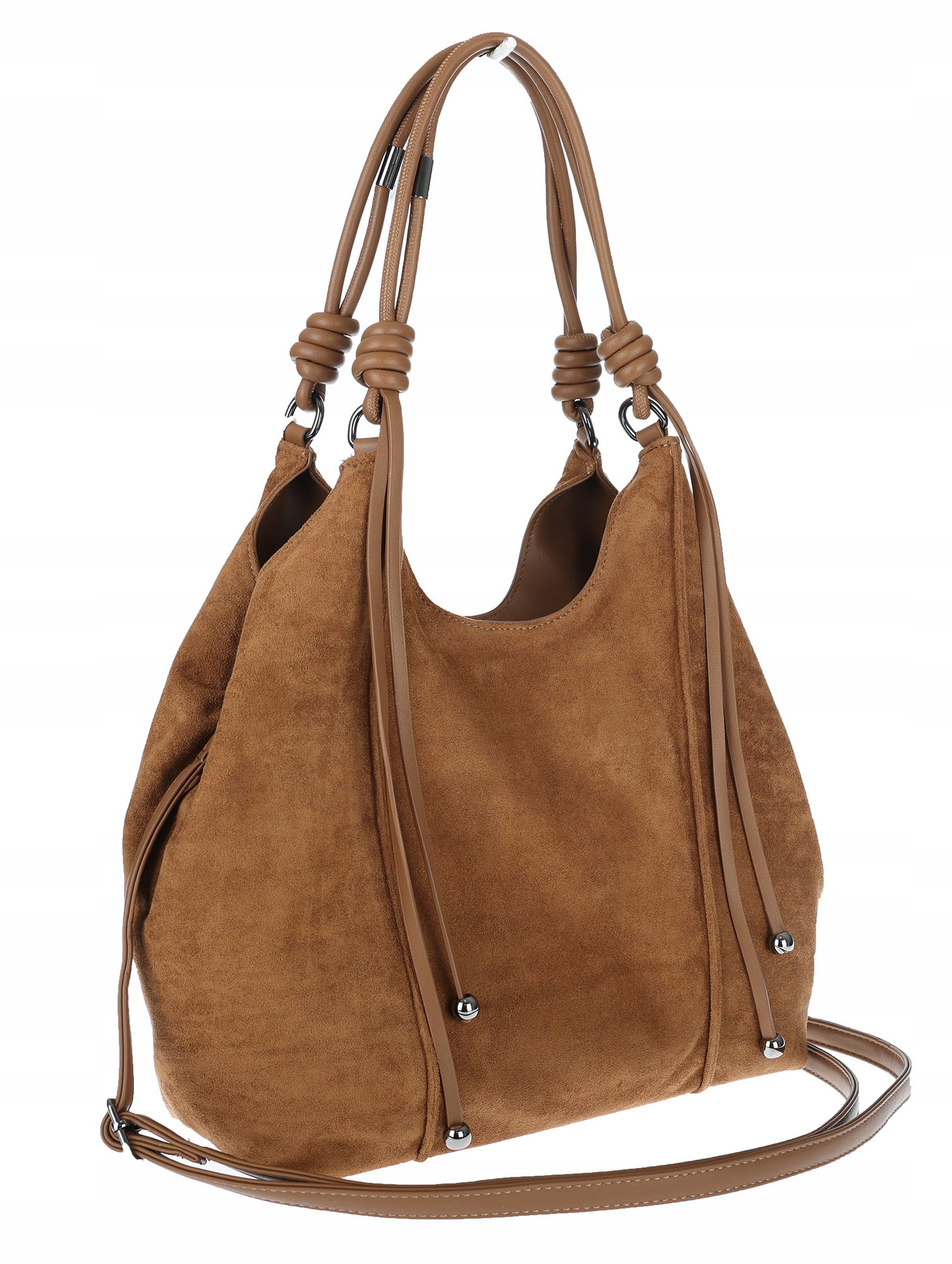Dámská shopper kabelka prostorná semišová módní taška D0717 Hnědá