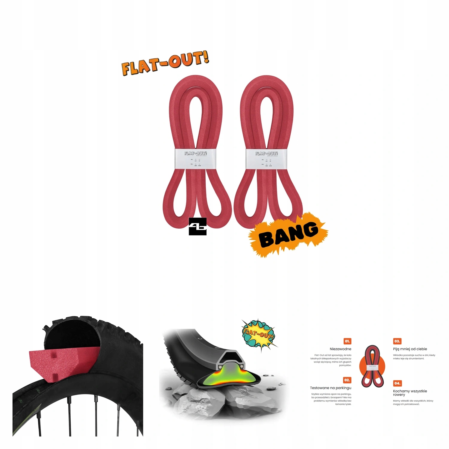 Wkładki antyprzebiciowe do opon rowerowych Flat-Out Bang 29" komplet