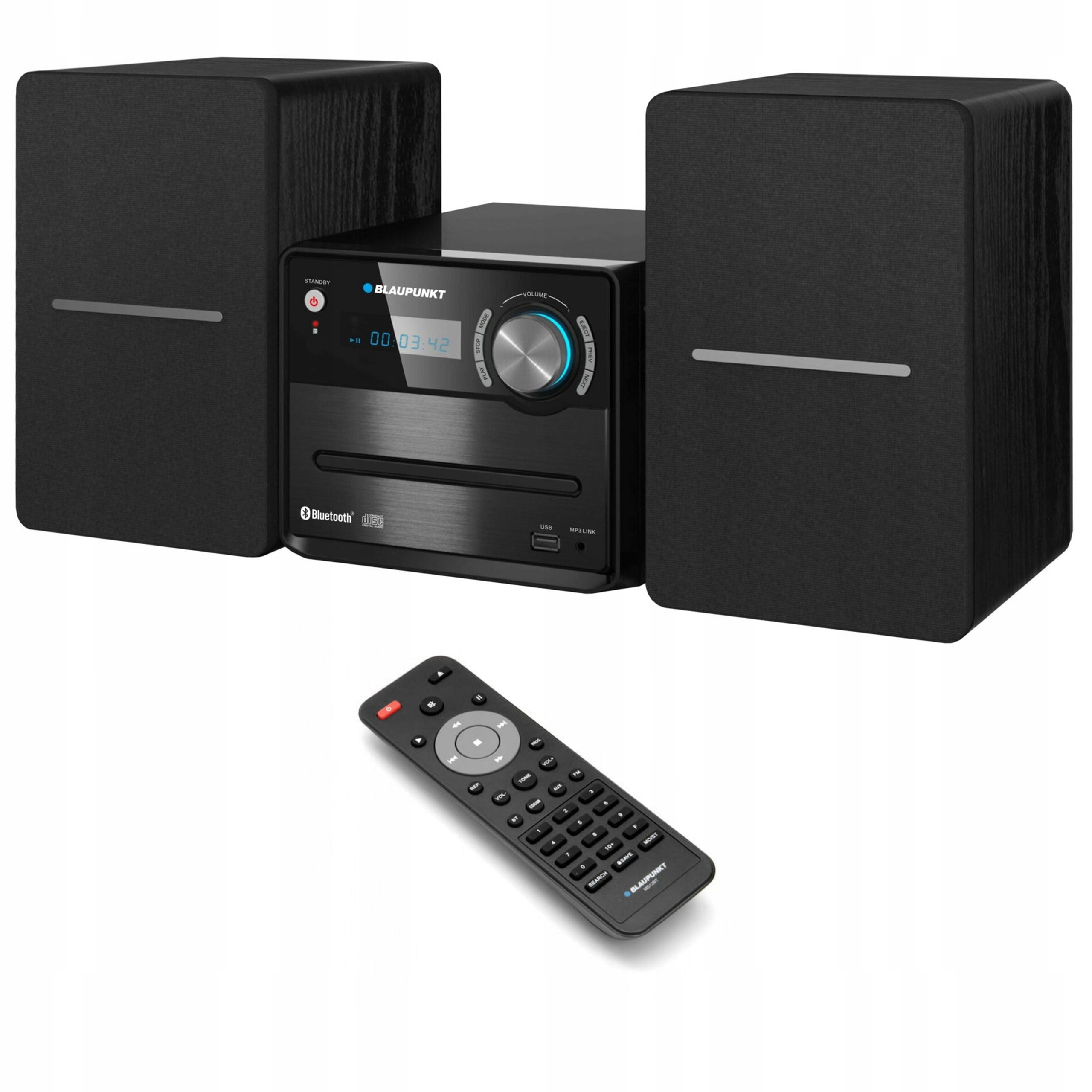 WIEŻA MIKRO Z BLUETOOTH CD MP3 USB BLAUPUNKT MS13 CZARNA RADIO PILOT PREZEN Kolor czarny