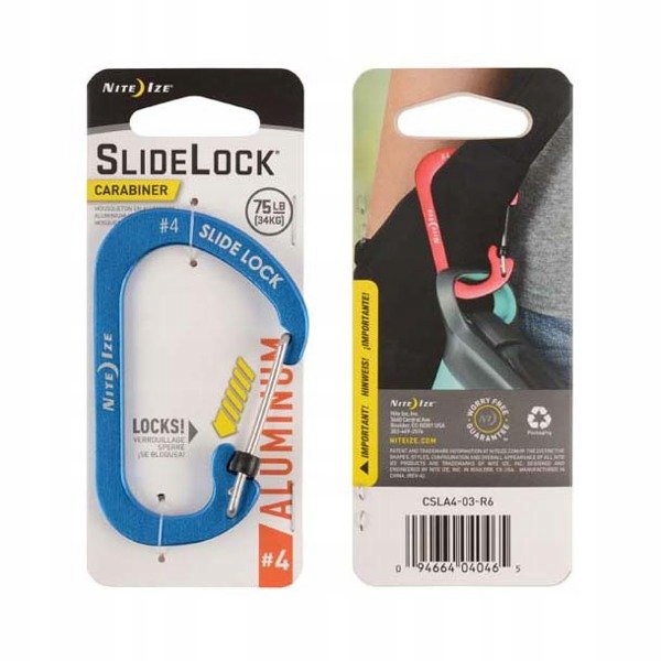 NITE IZE - Karabinek SlideLock Carabiner Aluminum #4 - Niebieski