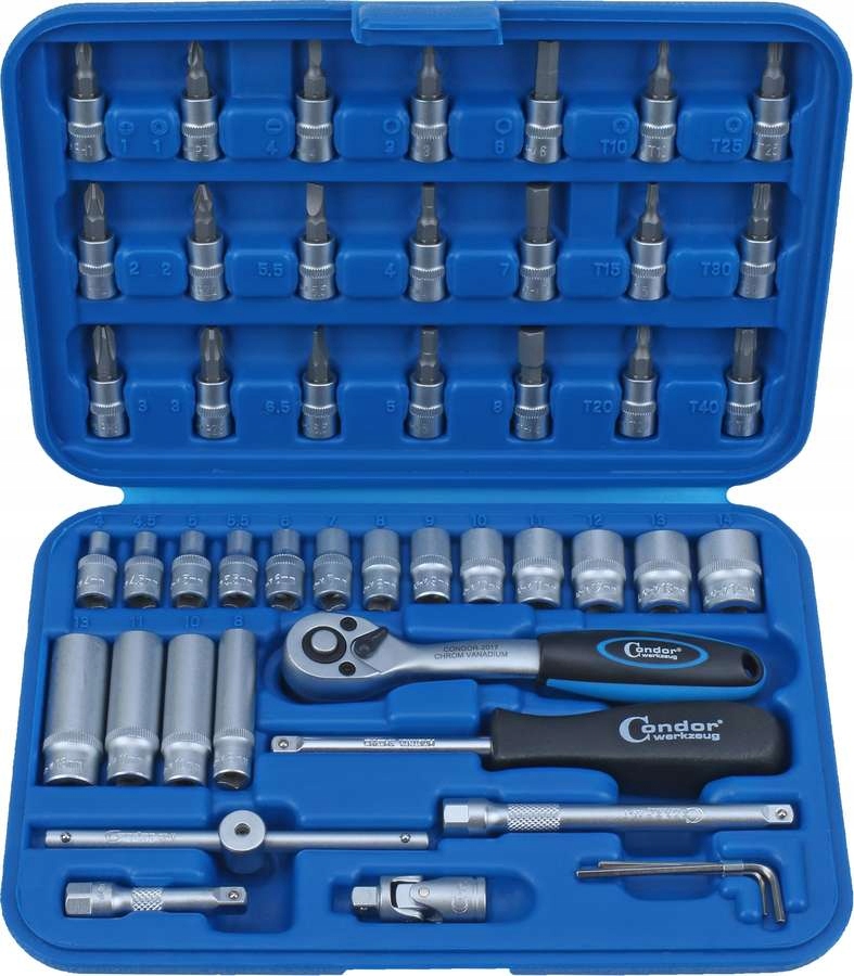 Zestaw 47 Narzędzi 1/4", 12-kątne