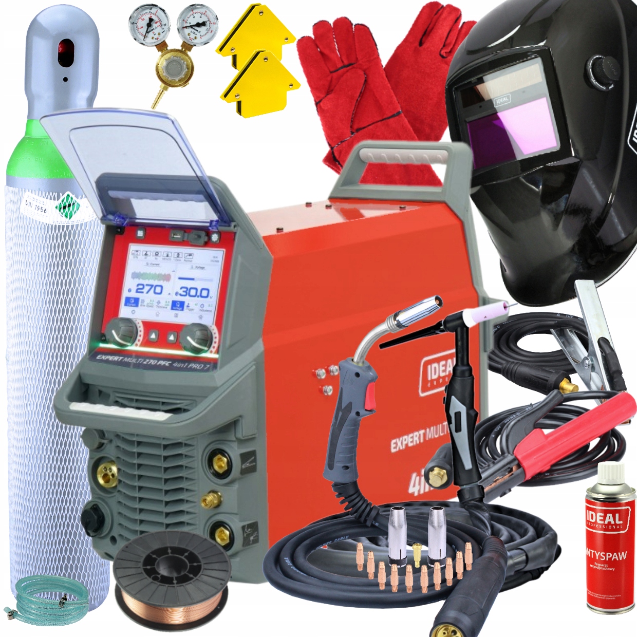 Profesjonalna Spawarka Mig Tig Ac/dc Expert Multi 270 Pfc 4in1 Pro7 Ideal
