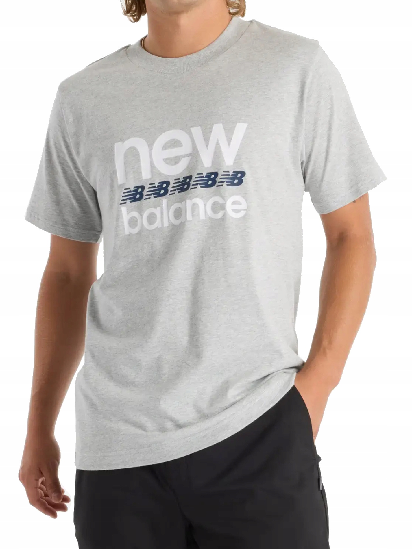 pánské tričko New Balance MT51940AG šedá sportovní bavlna L