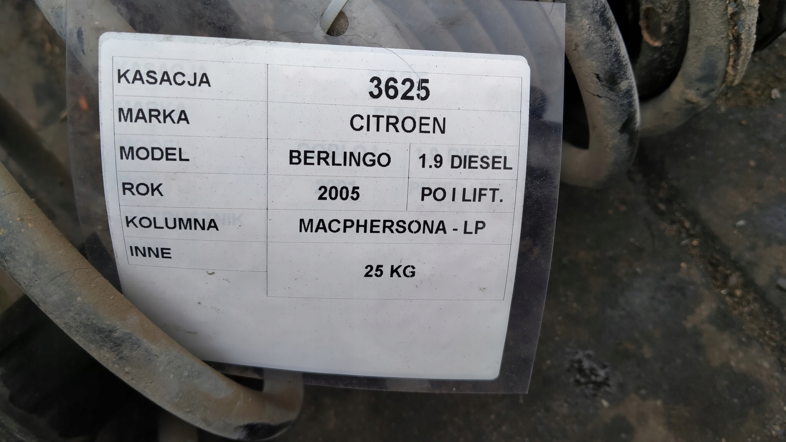 Citroen Berlingo and lift 1,9D sususpension front left