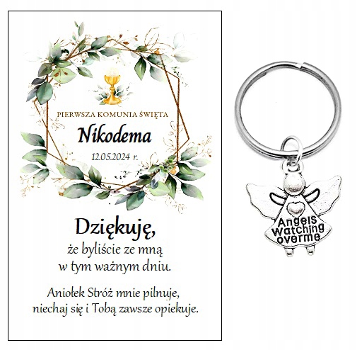 Podziękowanie dla gości breloczek ANIOŁEK NR 14 KOMUNIA PAMIĄTKA PODARUNEK