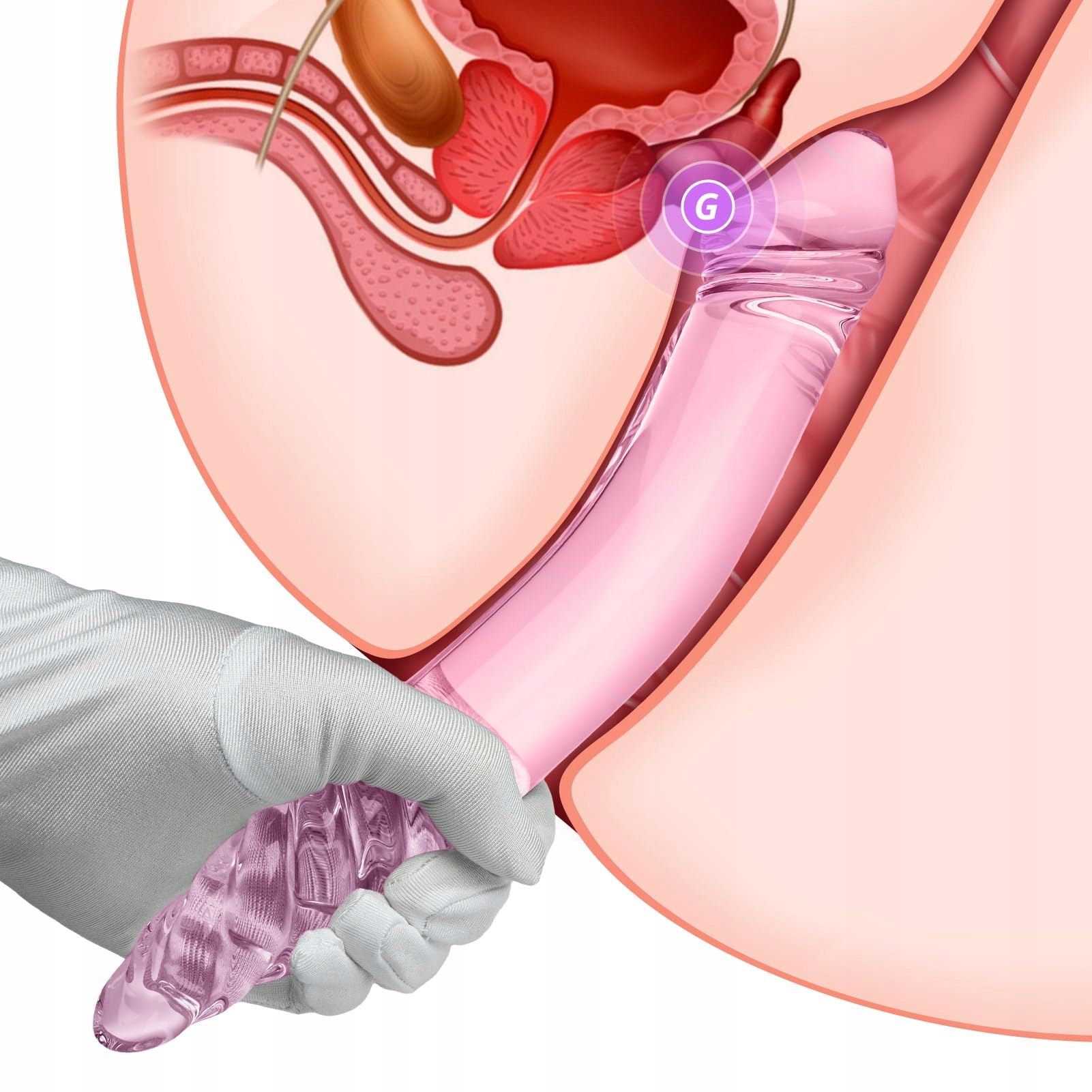 ROLUCK Szklany Dildo Podwójny Kryształowy Penis Analny — miniatura 3