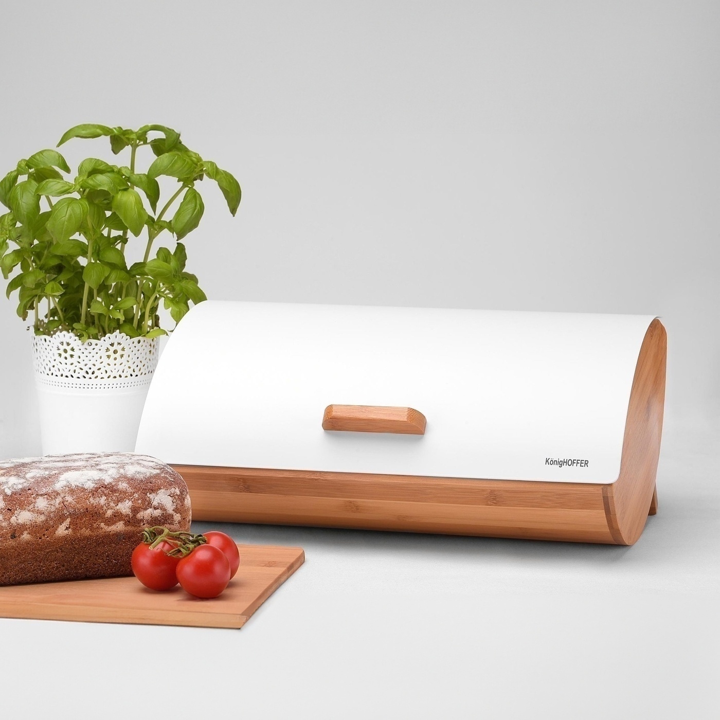 BAMBUSOWY CHLEBAK BIAŁY MAT nowoczesny POJEMNIK NA PIECZYWO Konighoffer Kod producenta 5903313401197