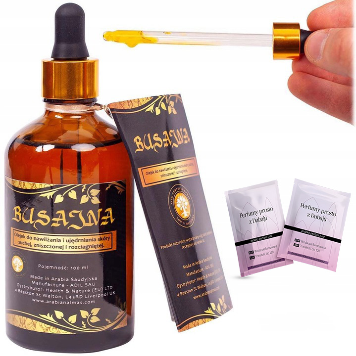 OLEJEK BUSAJNA - SKÓRA SUCHA ROZCIĄGNIĘTA 100ml 2 PRÓBKI PERFUM Marka Busajna