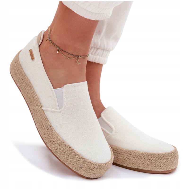 Dámské Nazouvací Látkové Espadrilky S Výpletem TT274090 Big Star Ecru 36