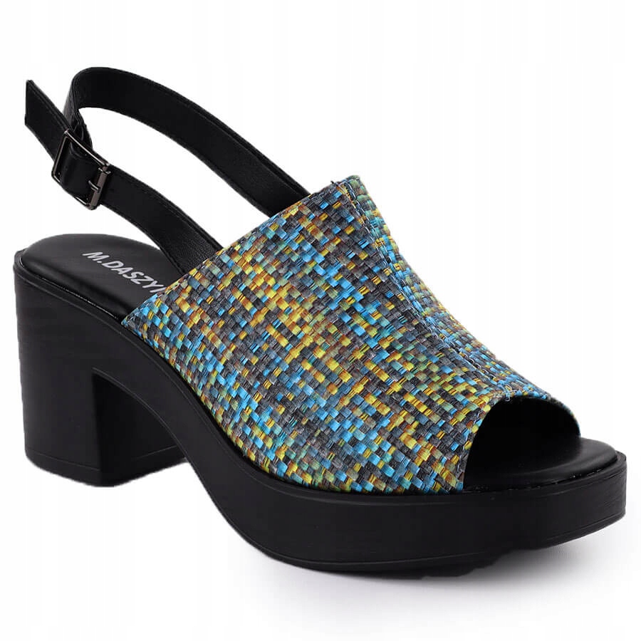 Dámské sandály na podpatku z pleteniny M.Daszyński MR23126-7 37