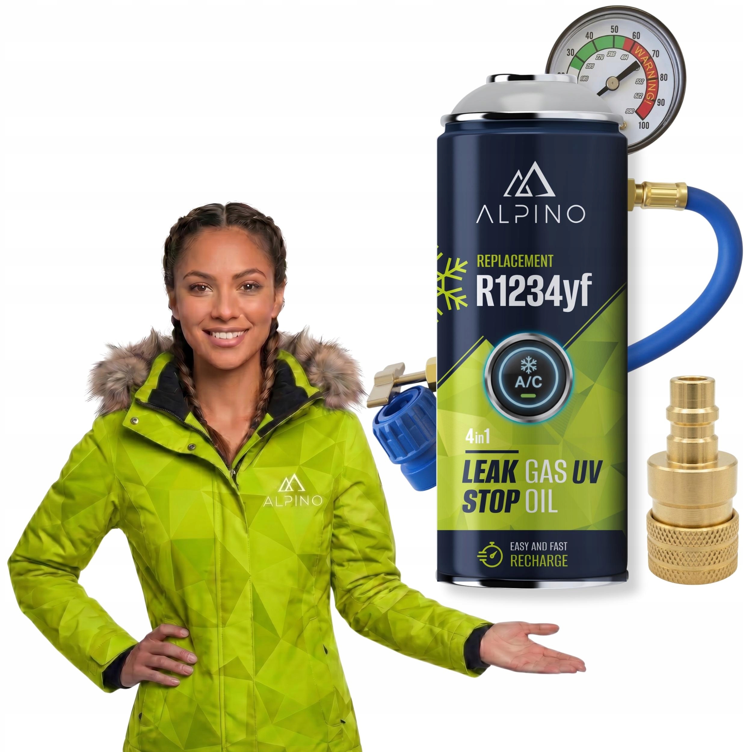 Sada plynu pro nabíjení klimatizace Alpino R1234yf faktor 4v1 adaptér