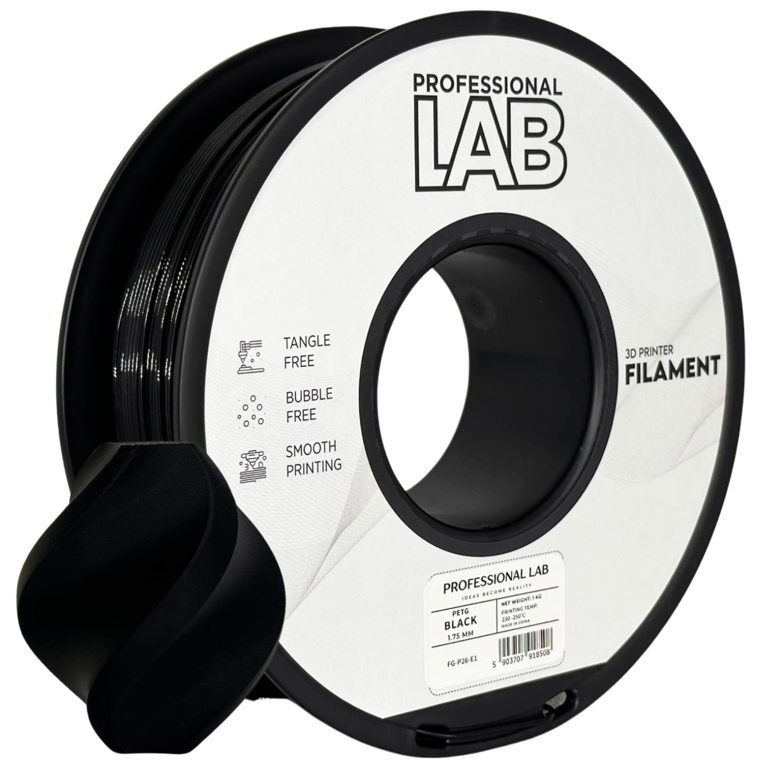 Filament PETG czarny 1,75 mm 1 kg Professional Lab
