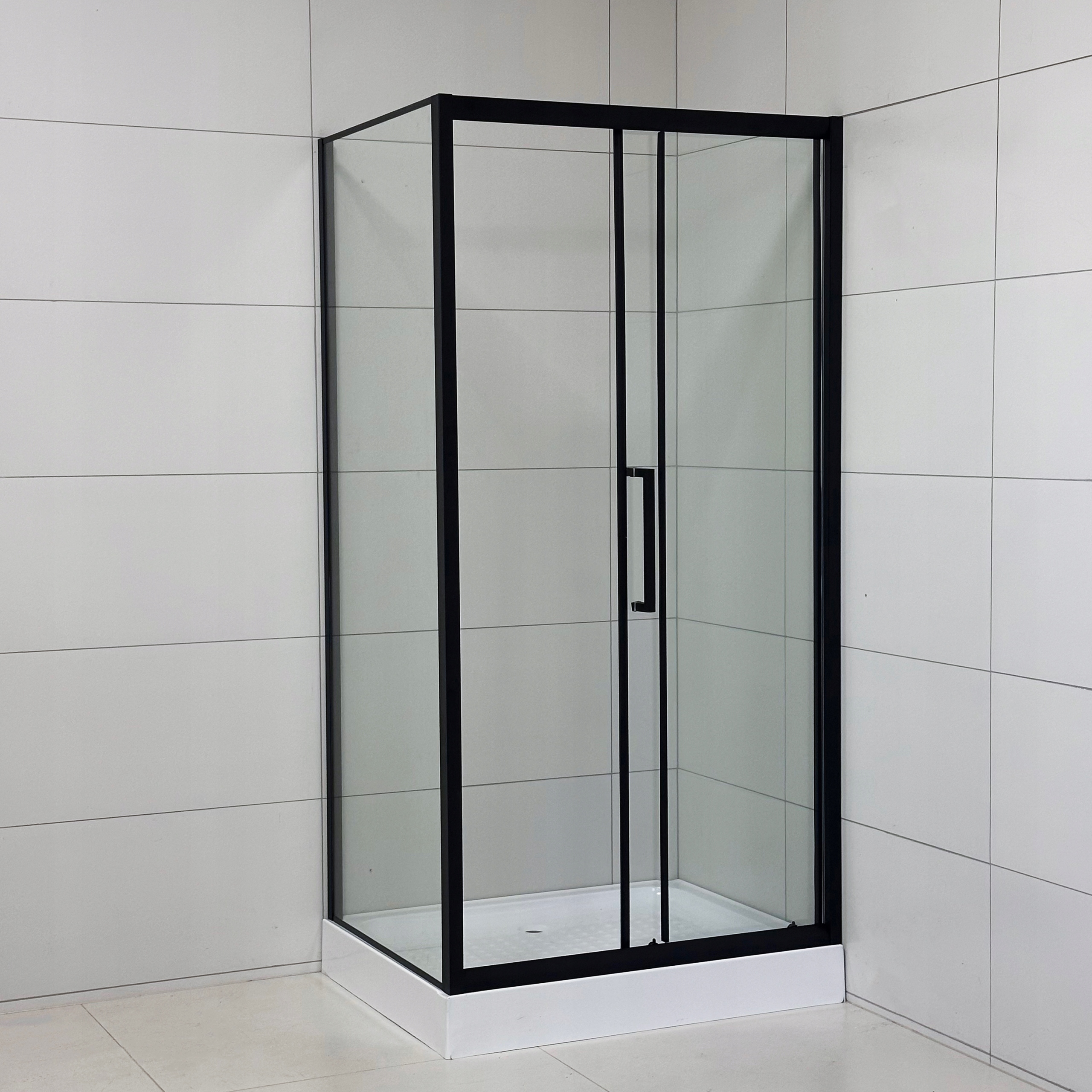 ❇️ Kabina Prysznicowa Czarna Loft 100x80 Przesuwana + Brodzik 14 cm + Syfon
