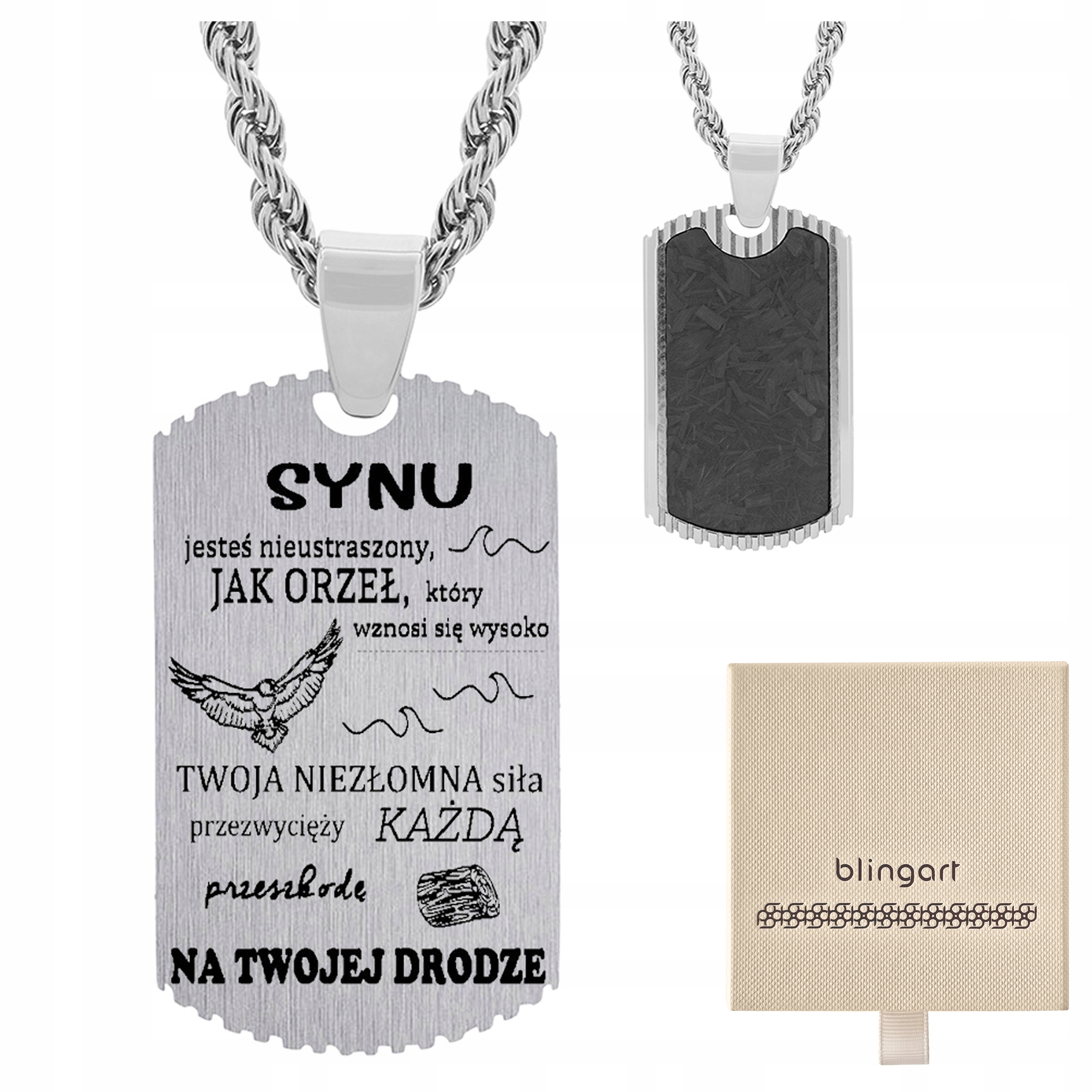 Vojenská Známka s gravírováním pro syna z karbonu Dárek k Den dětí Blingart