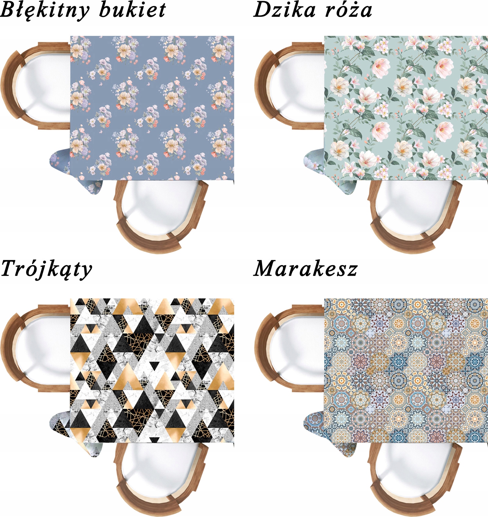 OBRUS PLAMOODPORNY 120X160 WZORY Wzór dominujący gładki kwiaty wzory geometryczne inny wzór