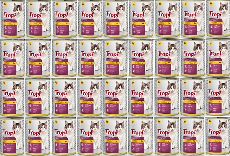 Krmivo mokré pro kočky Tropi s drůbežím v omáčce 415 g x 36 ks Drůbež kočka