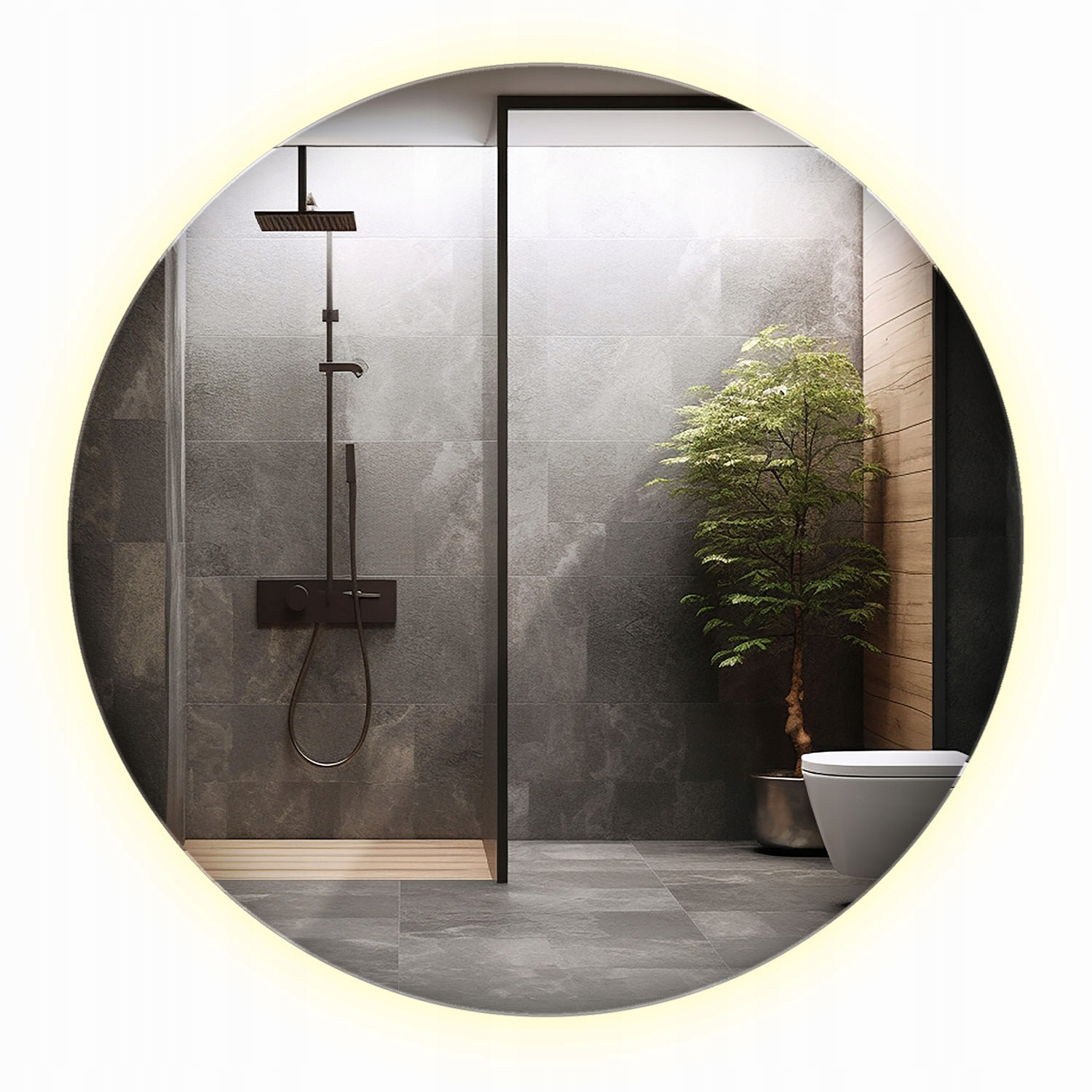 Okrúhle kúpeľňové Led zrkadlo podsvietené na stenu 70 cm IP67 Vodotesné