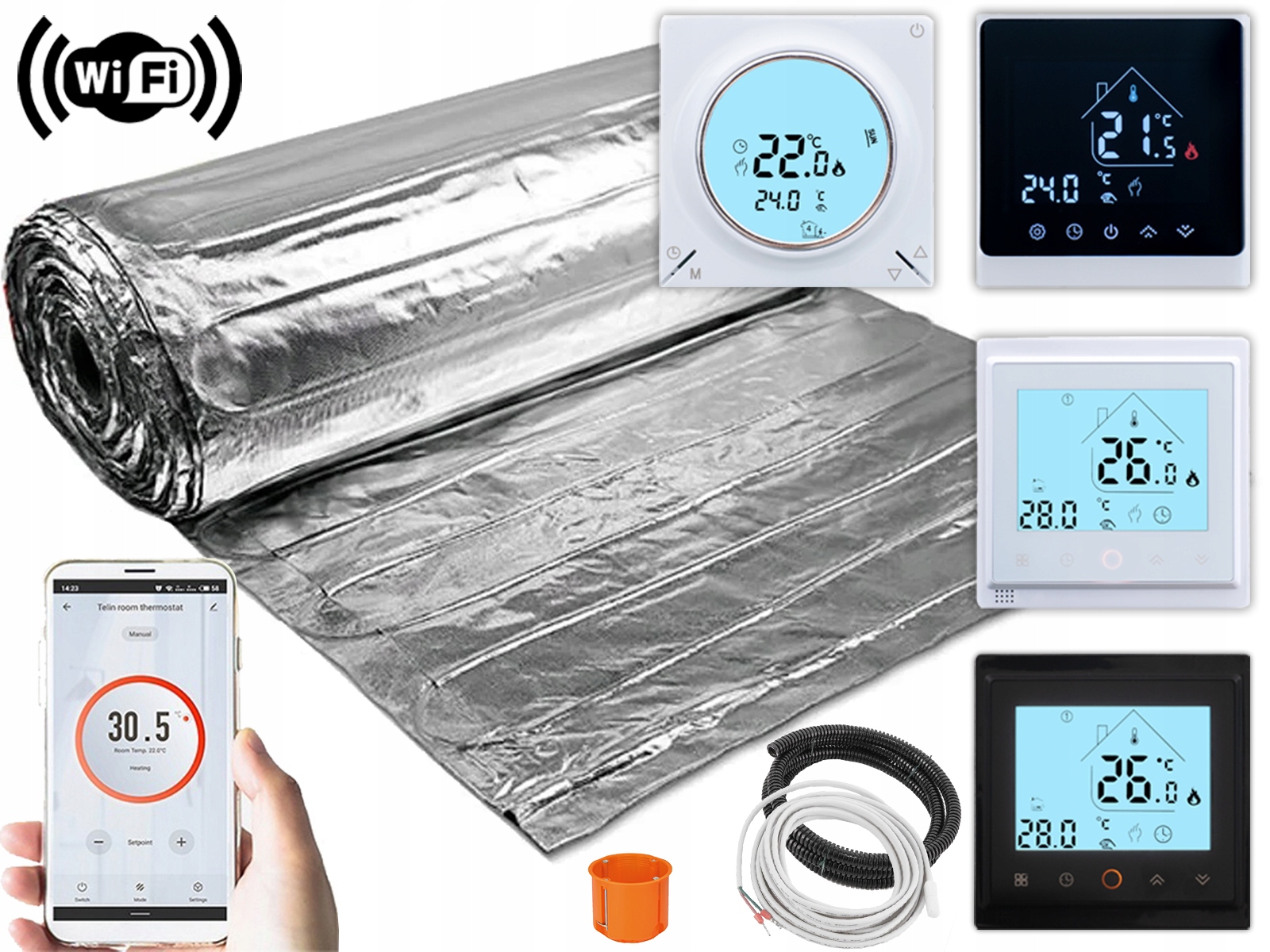 Vykurovacia rohož pod vinylové panely 20m2 150Wm2 Sada Regulátor Wifi