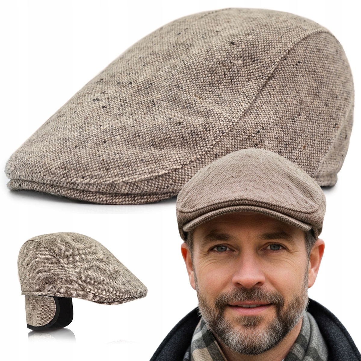 Pánská zateplená čepice s náušníky Čepice Premium 100% Vlna Pako Jeans