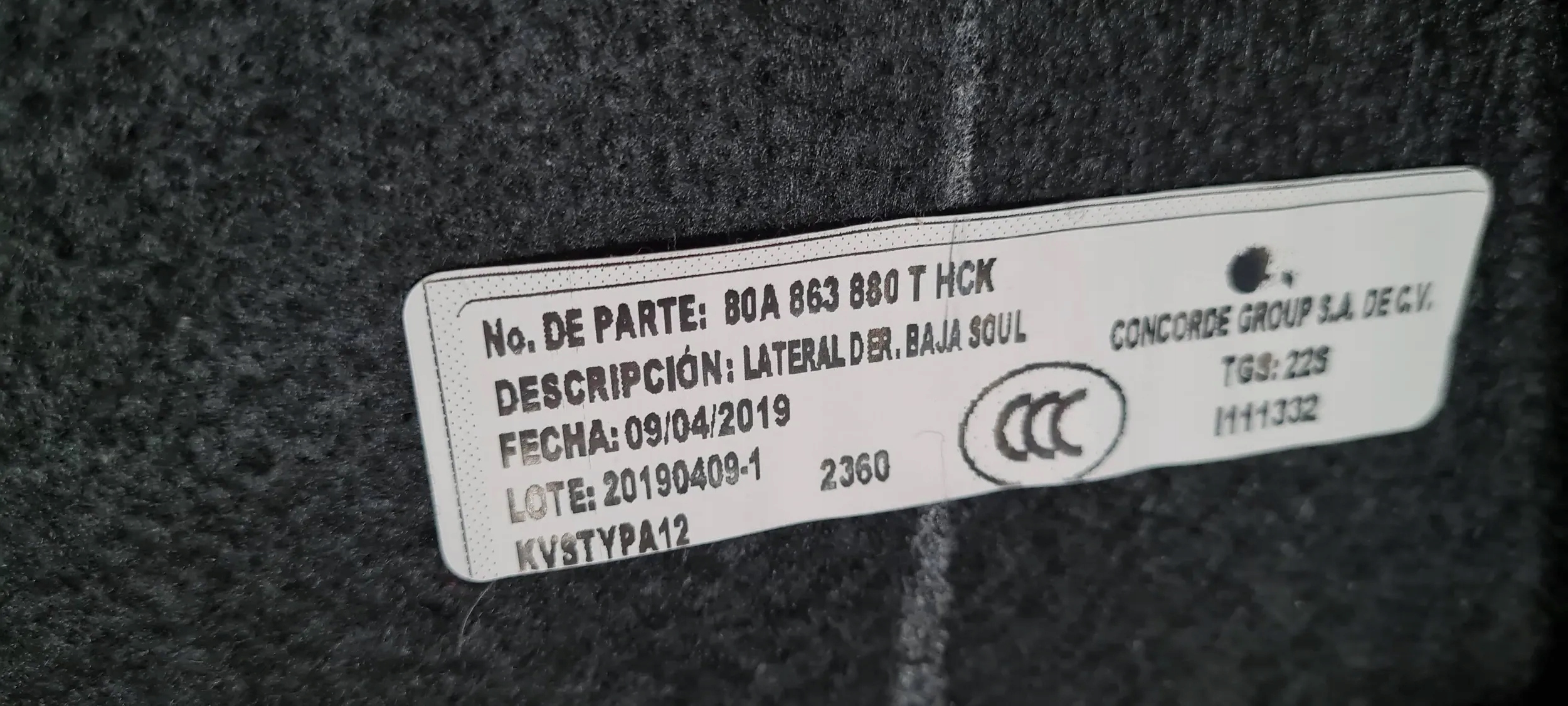 Q5 80A side upholstery boot right right rear part 80A863880T