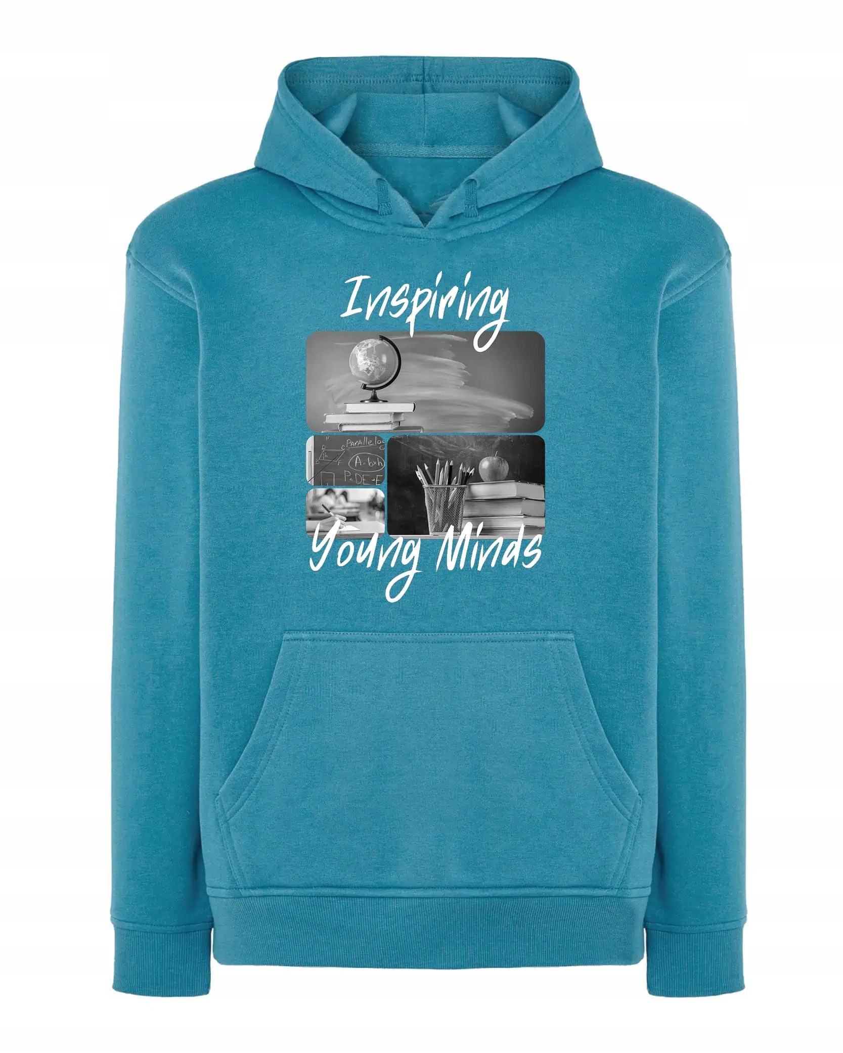 Mikina s kapucí Dárek pro učitele Umělecká koláž Modrá M